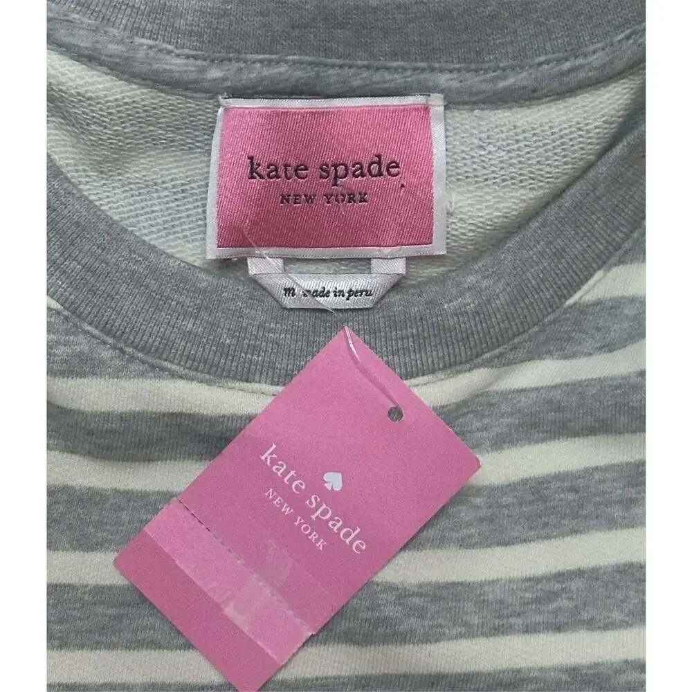 New $219 KATE SPADE Sailing Stripe Sweatshirt Dress Ruffle Flounce Sundress Gray
